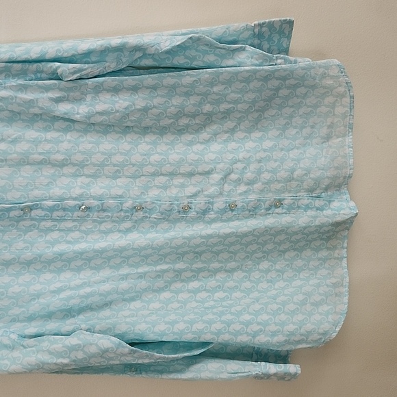 Talbots Seahorse Print Button Down Long Sleeve Blouse 100 Cotton Size X - Picture 3 of 8